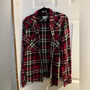 TNA Red and Black Plaid Flannel Shirt